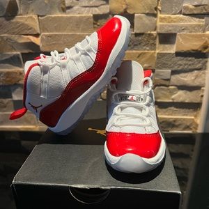 Jordan 11 Retro (TD) White/Varsity Red/Black, Size 9C.